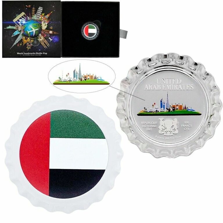 Read more about the article 2021 Chad 6 gram World Landmarks – UAE Bottle Cap Proof Silver Coin .999 (w/Box)