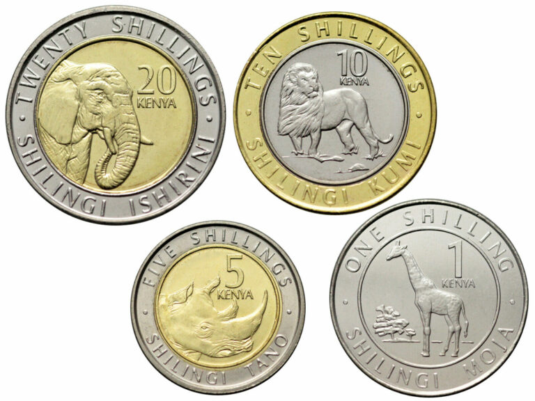 Read more about the article KENYA 4 COINS SET FAUNA  ANIMALS LION ELEPHANT RHINO GIRAFFE BIMETAL 2018 UNC