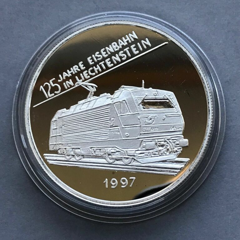 Read more about the article Liechtenstein  Silver coin 40 Euro  PIEDFORT 1997  Railway Locomotive