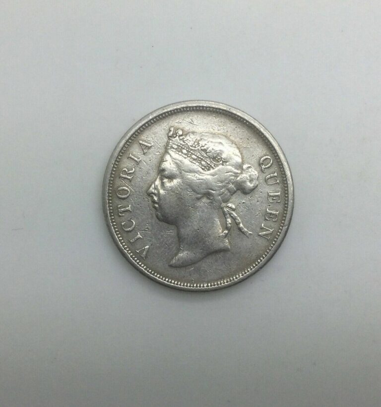Read more about the article 1895 Straits Settlements  Fifty  Cents  KM#13 Victoria Silver Coin Ex jewellery