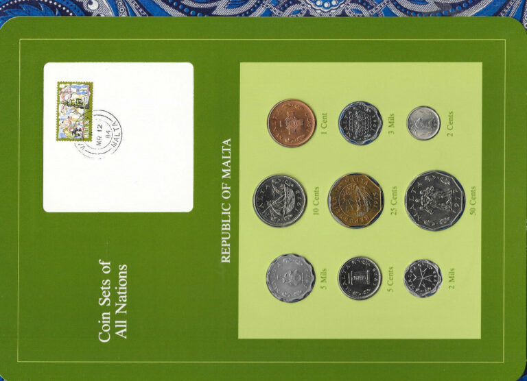 Read more about the article Coin Sets of All Nations Malta 1972 – 1982 2 and 3 Mils 19n82 UNC 2 cent 1977