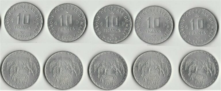 Read more about the article WHOLESALE 10 UNC MALI SORGHUM PLANT 10 FRANCS COINS of 1976 HI CAT VALUE KM # 11