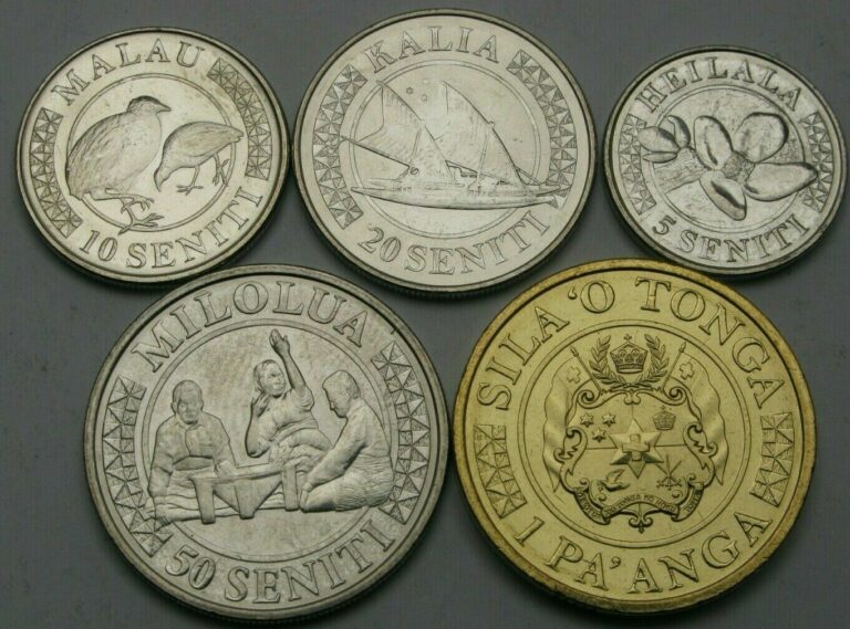Read more about the article TONGA 5 Seniti  10  20  50 Seniti and 1 Paanga 2015 – Lot of 5 Coins – UNC *