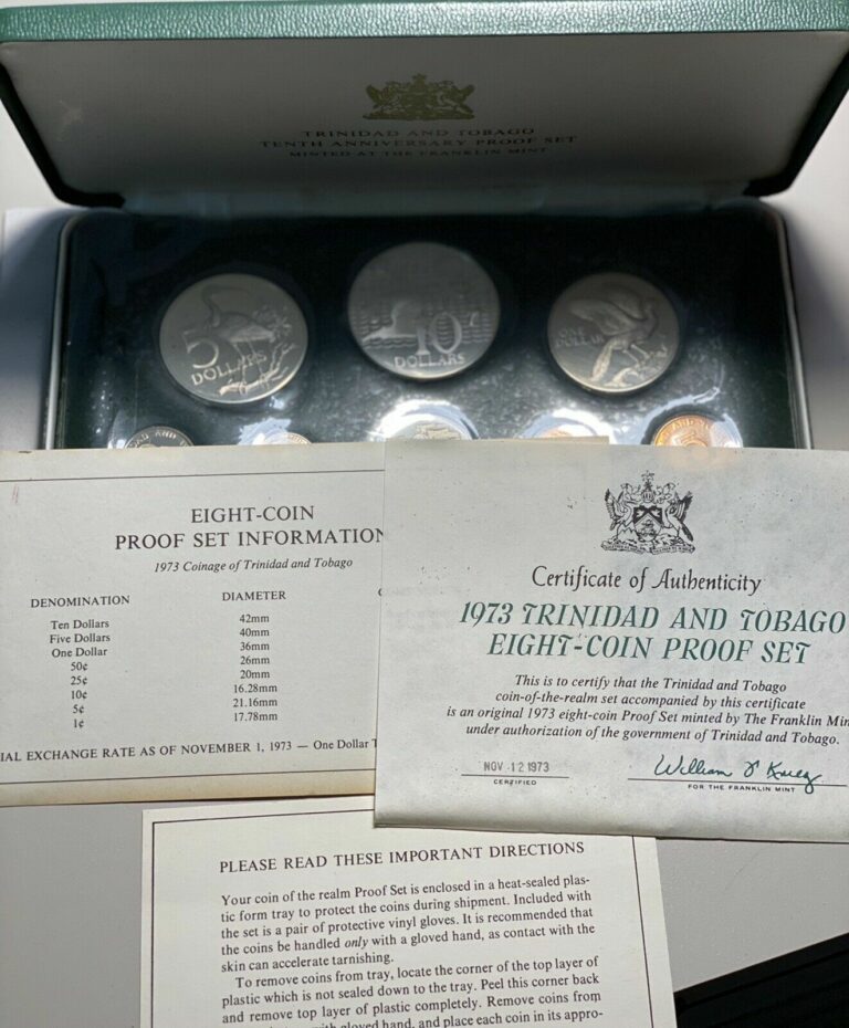 Read more about the article 1973 Trinidad and Tobago 8 Coin Proof Set from the Franklin Mint