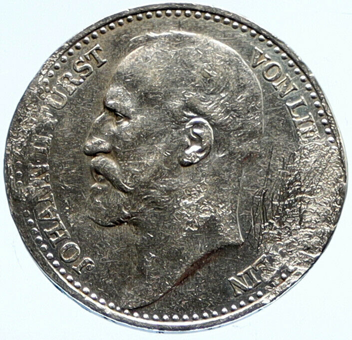 Read more about the article 1910 LIECHTENSTEIN Prince Johann II Vintage ANTIQUE Silver 1 Krone Coin i96499