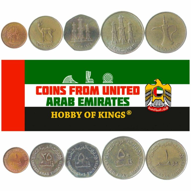 Read more about the article 5 COINS: UNITED ARAB EMIRATES. OLD COLLECTIBLE CURRENCY. MIDDLE EAST (UAE) MONEY