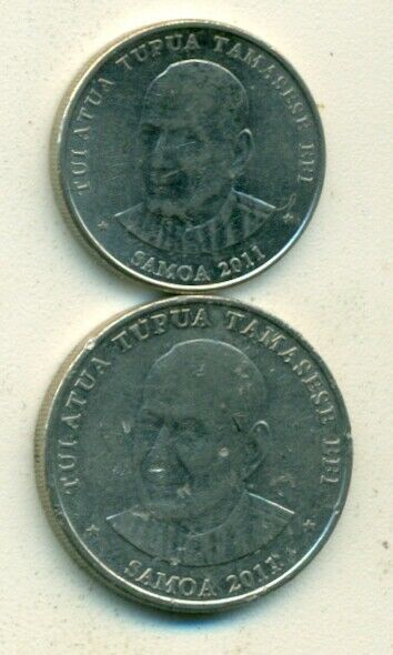 Read more about the article 2 DIFFERENT COINS from SAMOA – 20 and 50 SENE (BOTH DATING 2011)