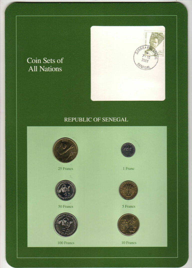 Read more about the article Coin Sets of All Nations – SENEGAL. 1997-2000   6 Coin Set.. 1 – 100 Francs. UNC