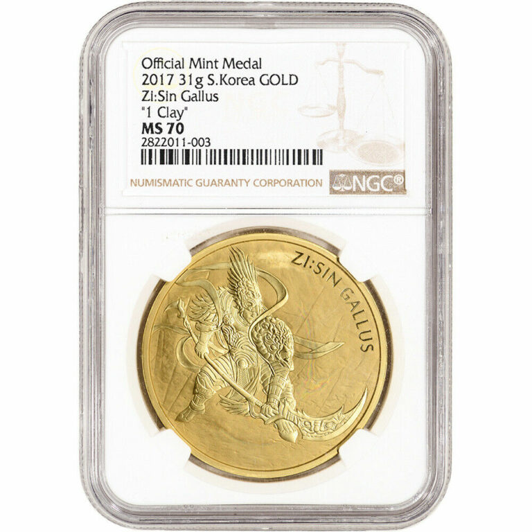 Read more about the article 2017 South Korea Gold 1 oz 1 Clay ZI:SIN Gallus – NGC MS70