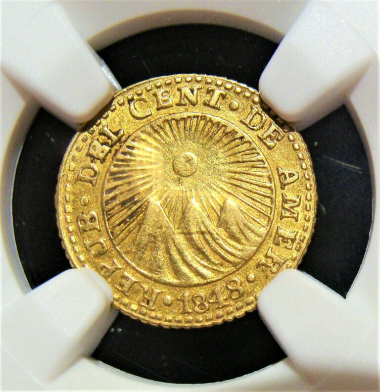 Read more about the article Costa Rica: Central American Republic gold 1/2 Escudo 1848 CR-JB AU50 NGC.
