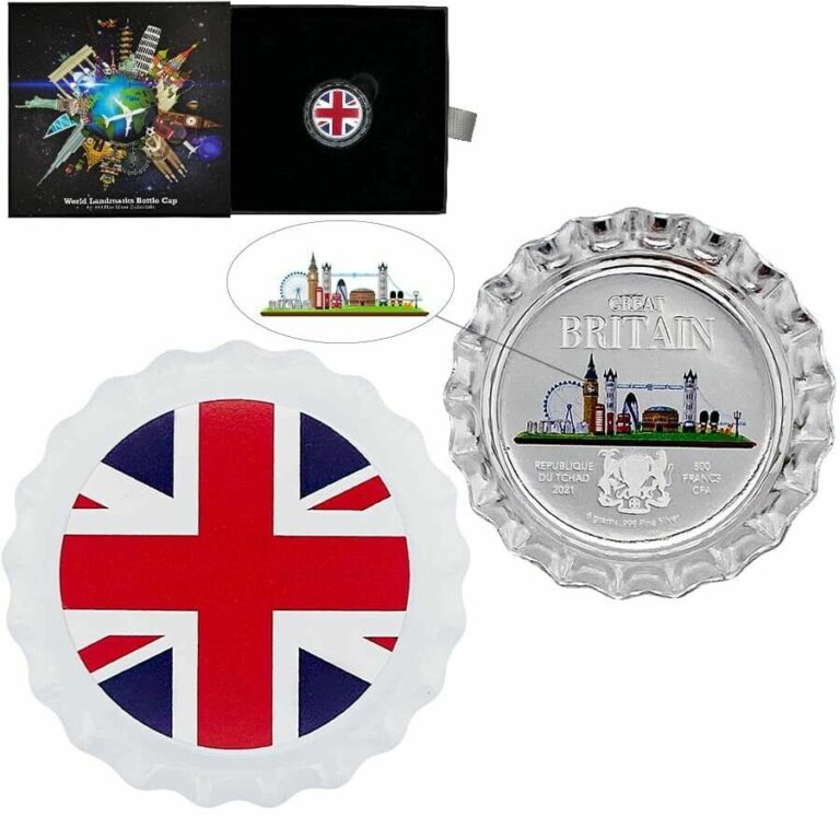 Read more about the article 2021 Chad 6 g World Landmarks Great Britain Bottle Cap Proof Silver Coin (w/Box)