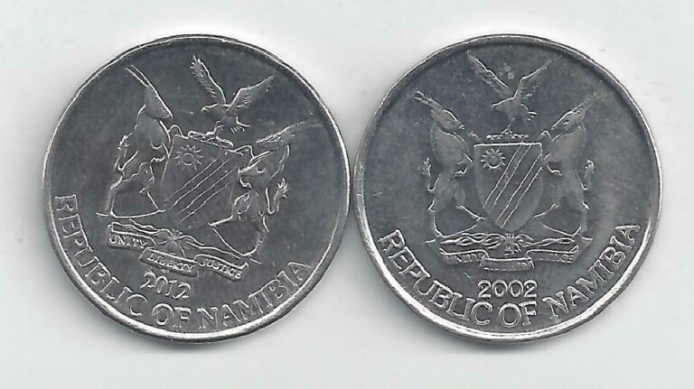 Read more about the article 2 DIFFERENT 10 CENT COINS from NAMIBIA DATING 2002 and 2012