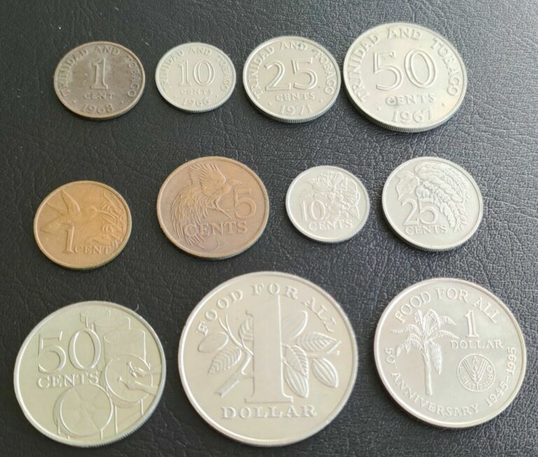 Read more about the article TRINIDAD AND TOBAGO 1-5-10-25-50 CENTS and 1 DOLLAR 1966-1995 LOT 11 DIFFER COINS