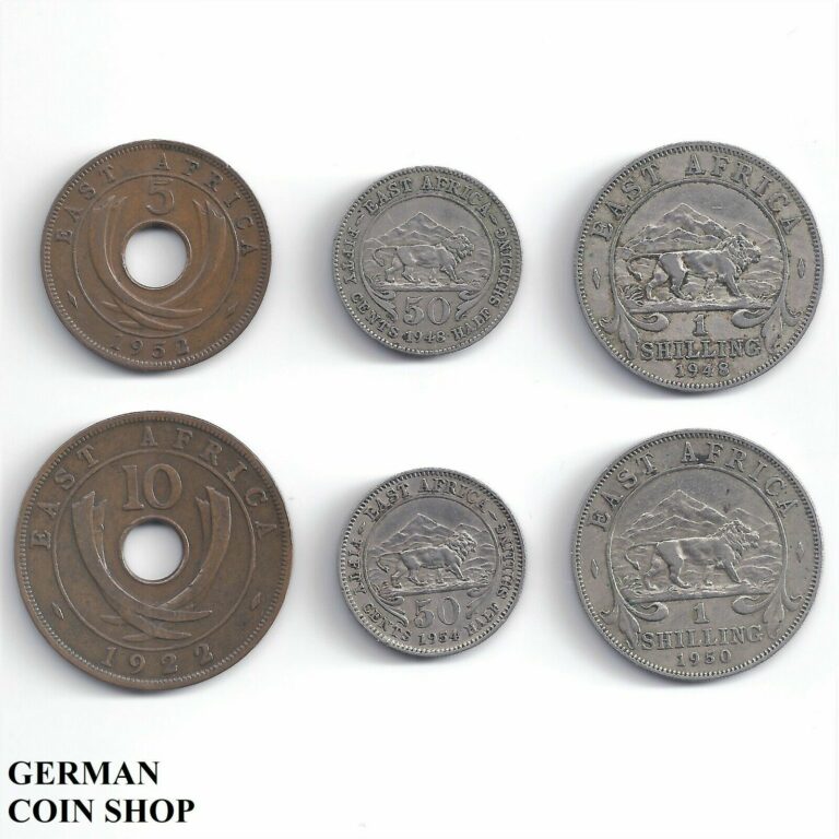Read more about the article British East Africa 5 10 50 Cents 1 Shilling 1922 1948 1950 1952 1954 – Kenya