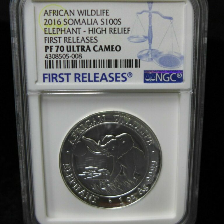 Read more about the article 2016 Somalia High Relief Elephant Silver 100S NGC PF70 UC First Releases