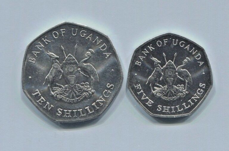 Read more about the article UGANDA – TWO FANTASTIC HISTORICAL 1987 COINS  5 and 10 SHILLINGS