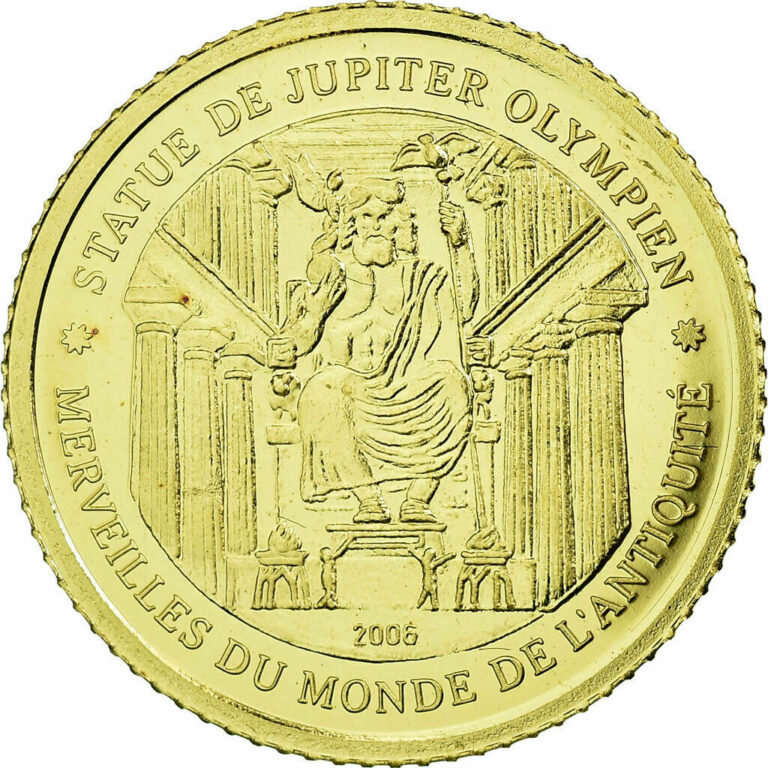 Read more about the article [#28110] Coin  Ivory Coast  Statue de Jupiter  1500 Francs CFA  2006  MS  Gold