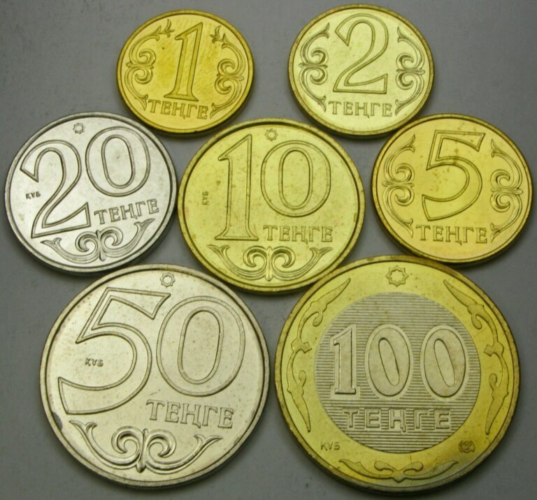 Read more about the article KAZAKHSTAN 1 Tenge / 100 Tenge 2005 / 2014 – Lot of 7 Coins – UNC *