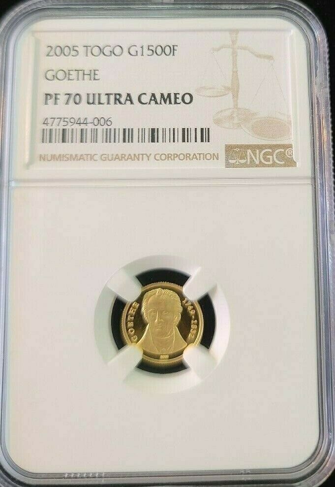 Read more about the article 2005 TOGO GOLD 1500 FRANCS G1500F GOETHE NGC PF 70 ULTRA CAMEO PERFECTION POP 1