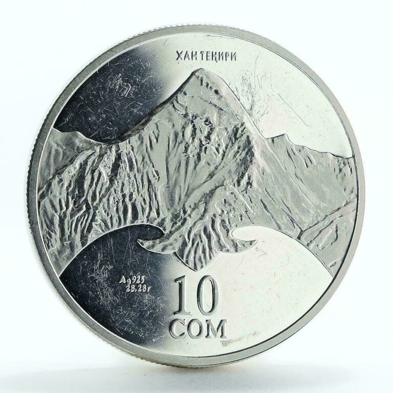 Read more about the article Kyrgyzstan 10 Som Anniversary of Republic Khan Tengri silver coin 2001