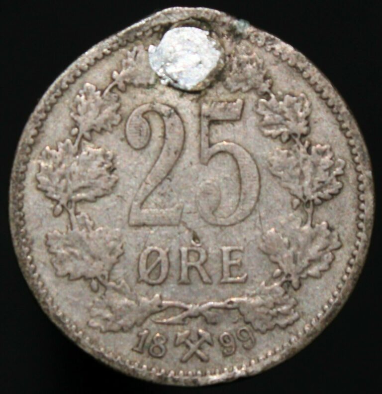 Read more about the article 1899 | Norway 25 Ore ‘Plugged’ | Silver | Coins | KM Coins