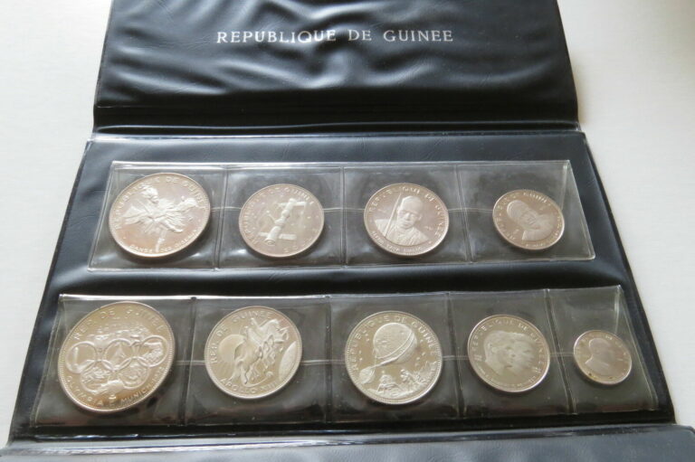 Read more about the article GUINEA 1970 10TH ANNIVERSARY OF INDEPENDENCE 9 COIN SILVER PROOF SET .999 WALLET