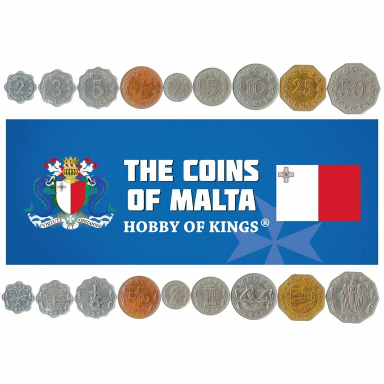 Read more about the article SET 9 COINS FROM MALTA. 2 MILS – 50 CENTS. 1972-1977 MEDITERRANEAN ISLAND MONEY