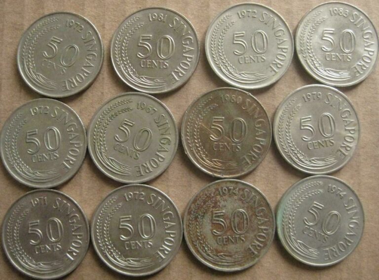 Read more about the article Singapore lot of 12 50 Cents lion fish 1967-1983