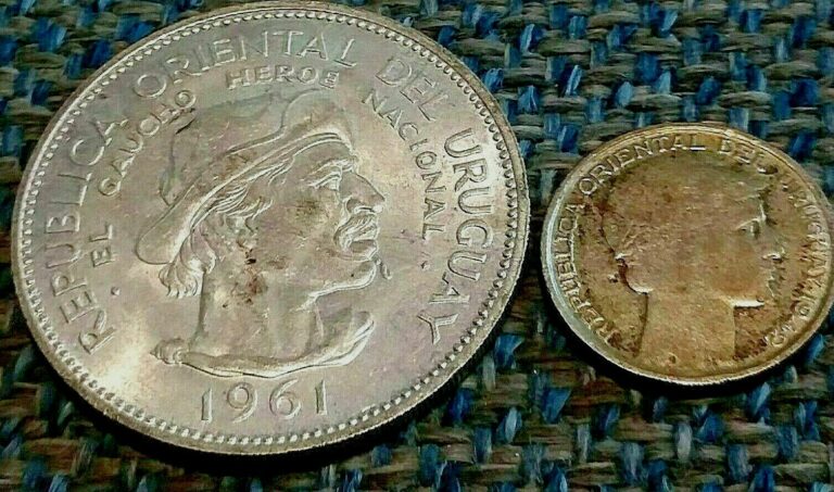 Read more about the article PAIR OF URUGUAY SILVER COINS- 10 PESOS 1961; 20 CENTAVOS 1942!