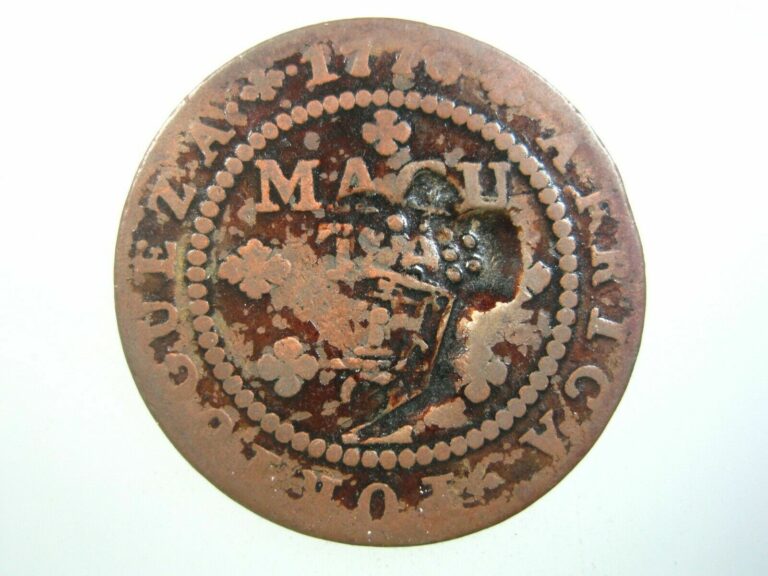 Read more about the article ANGOLA PORTUGUESE 1/2 MACUTA 1790 1837 COUNTERMARK 1/4 KM# 49.1 304# MONEY COIN