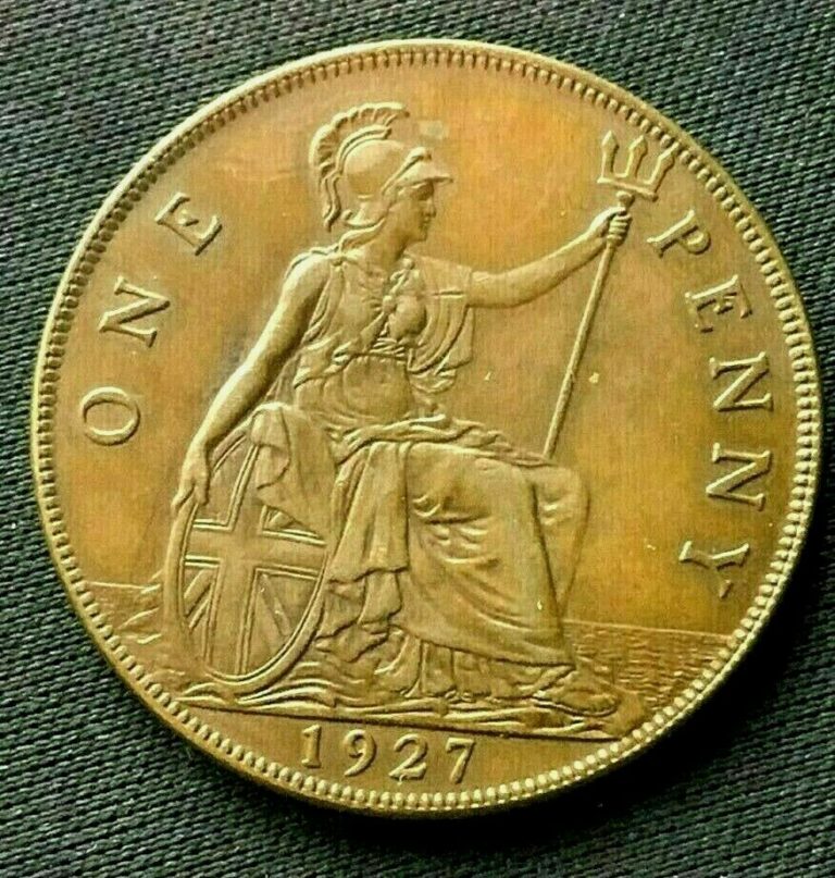 Read more about the article 1927 Great Britain Penny Coin AU     Bronze World Coin    #C218