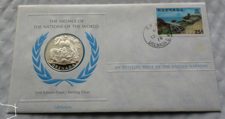 Read more about the article GRENADA Sterling Silver Coin Medal w NO ADDRESS Stamp Postal Cover