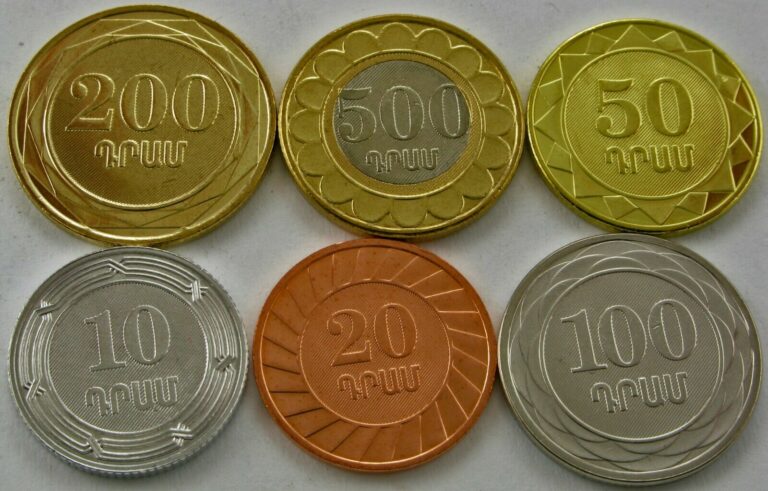 Read more about the article ARMENIA 10 Dram / 500 Dram 2003/2004 – Lot of 6 Coins – UNC *