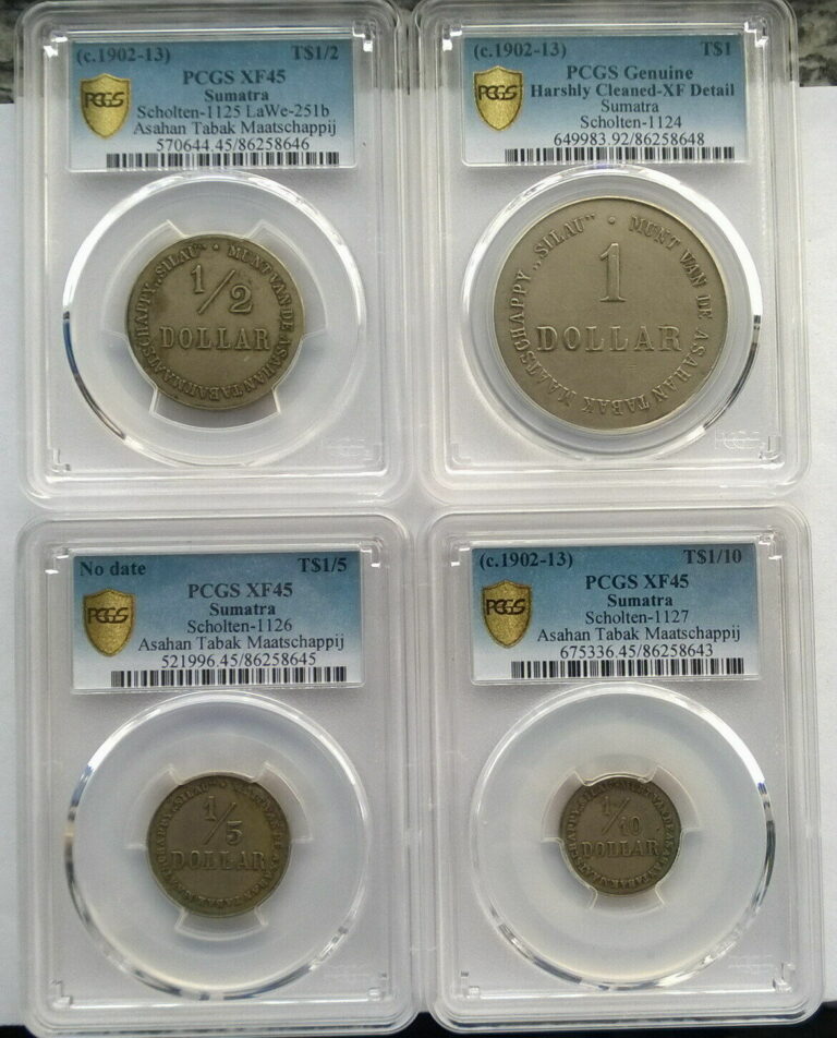 Read more about the article Indonesia Sumatra 1902-1913 Plantation Set of 4 Coins PCGS Rare!