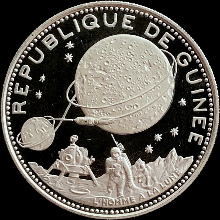 Read more about the article GUINEA. 1969  250 Francs  Silver – Lunar Landing RARE