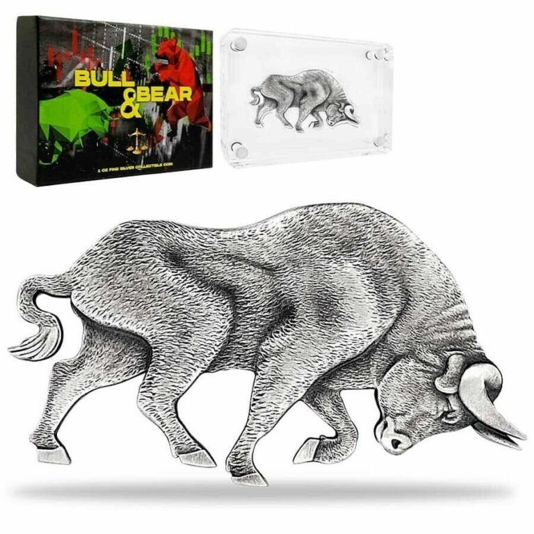 Read more about the article 2021 Chad 1 oz Silver Bull Shaped Antiqued High Relief Coin (w/Box)