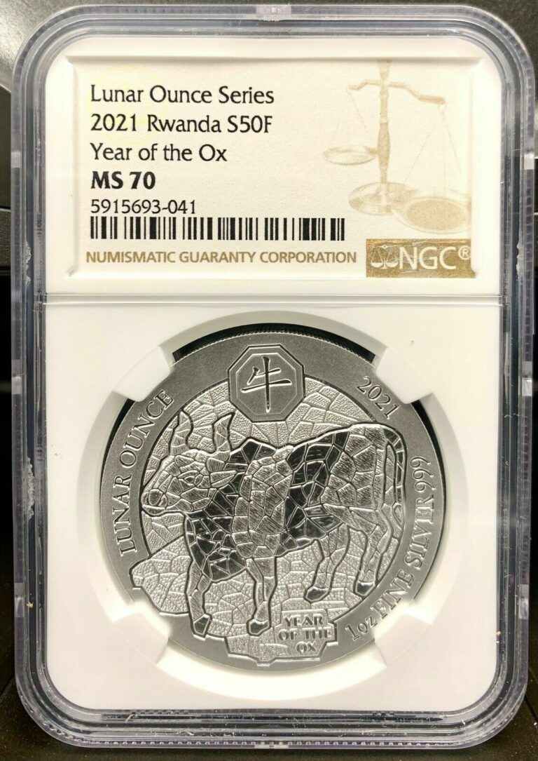 Read more about the article 2021 Rwanda Lunar Year of the Ox 1 oz 999 Silver Coin – NGC MS 70