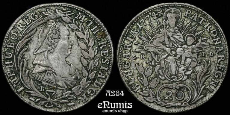 Read more about the article AUSTRIA  HUNGARY  Maria Theresa  20 Kreuzer 1774 B  Kremnitz  VF-XF