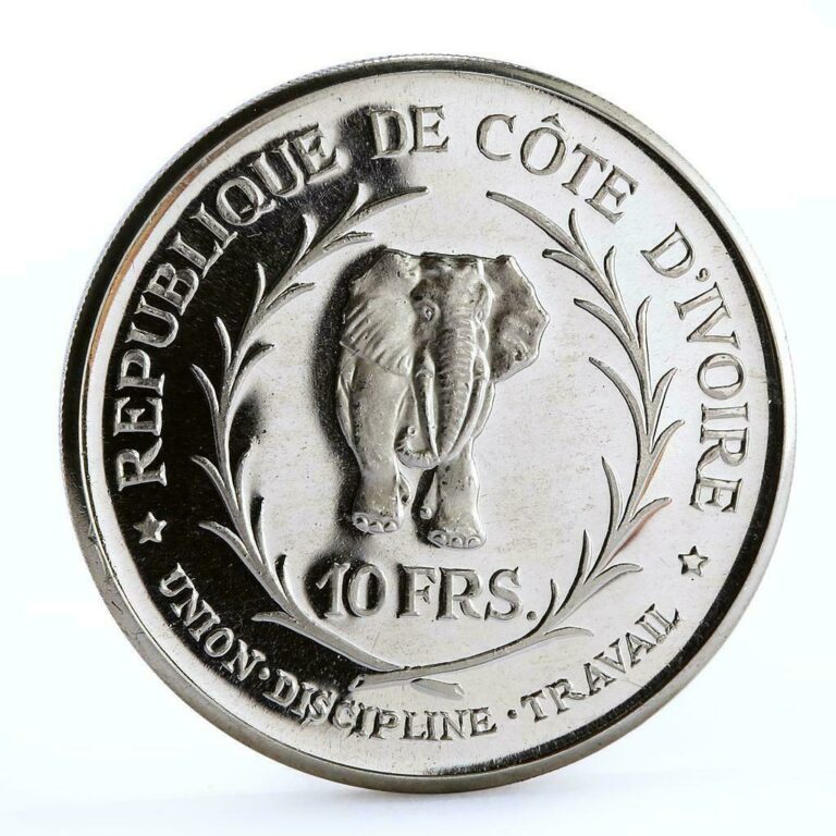 Read more about the article Ivory Coast 10 francs President Felix Boigny Elephant silver coin 1966