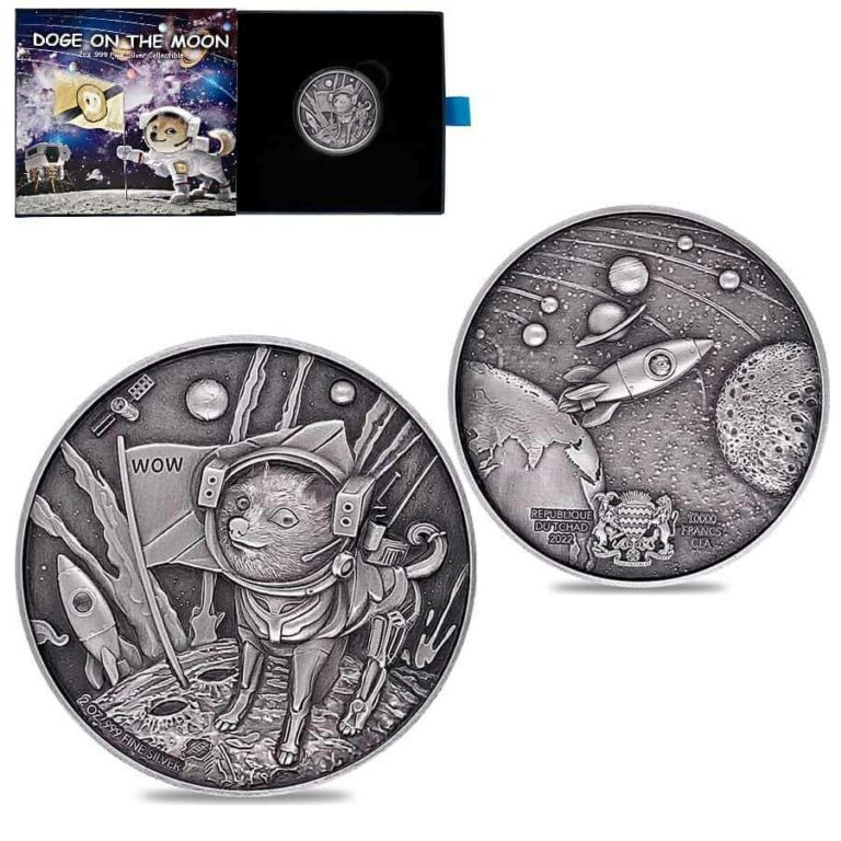 Read more about the article 2022 Chad Doge On the Moon Cryptocurrency 2 oz Silver Coin – 5000 Made