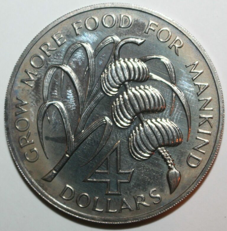 Read more about the article St. Lucia 4 Dollars Coin 1970 KM#11 FAO UN Caribbean Development Bank Four