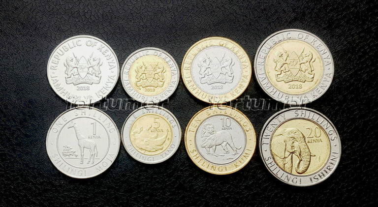Read more about the article KENYA SET of 4 Coins  1 5 10 20 Shillings BiMetal  2018  UNC
