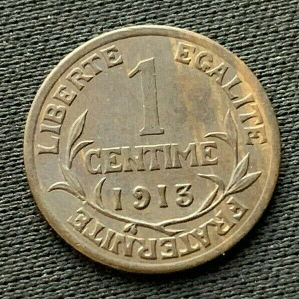 Read more about the article 1913 France 1 Centime Coin UNC    Bronze World Coin     #C121b