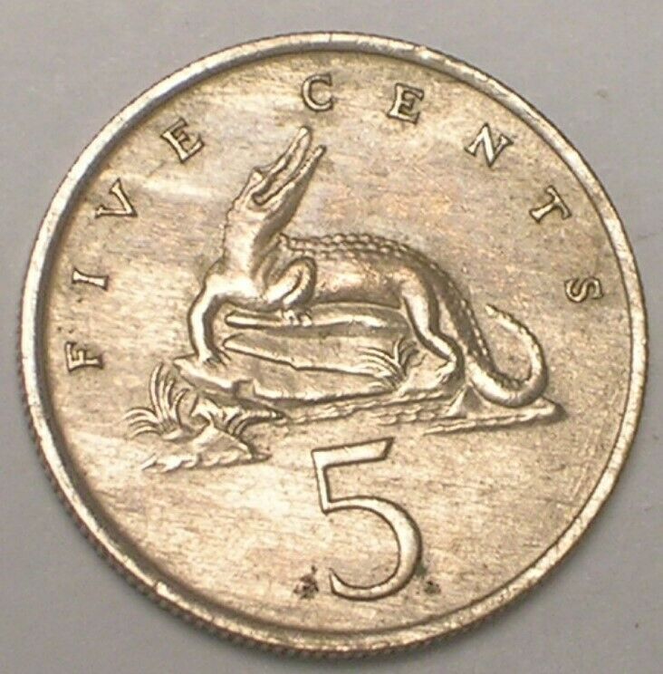 Read more about the article 1969 Jamaica Jamaican 5 Cents Laughing Alligator Coin VF