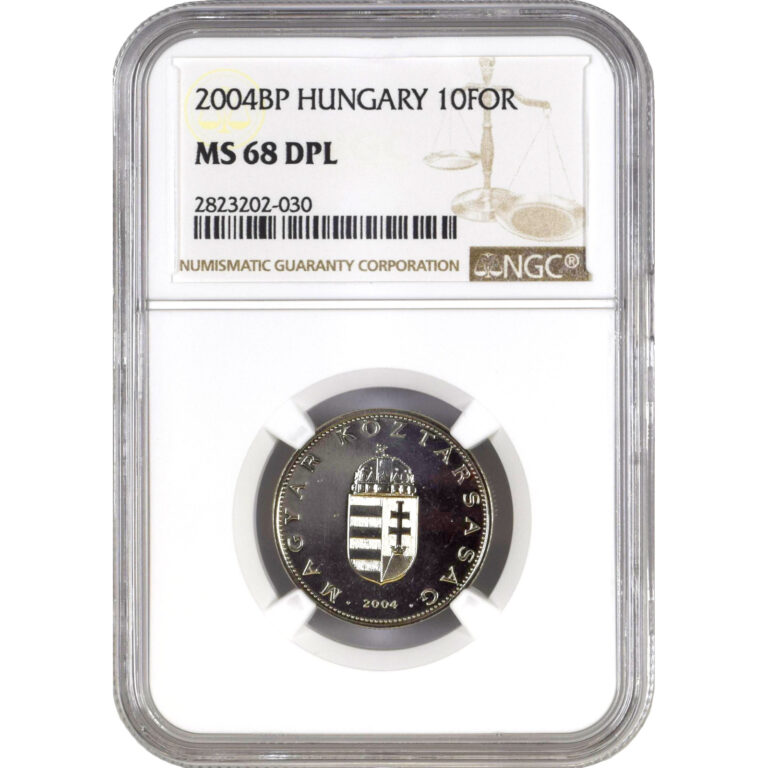 Read more about the article Republic of Hungary 2004 BP 10 Forint NGC MS 68 DPL Deep Prooflike KM# 695