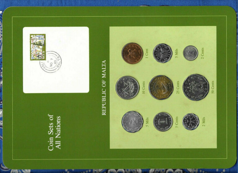 Read more about the article Coin Sets of All Nations Malta 1972 – 1982 2 and 3 Mils 1982 UNC 2 cent 1977