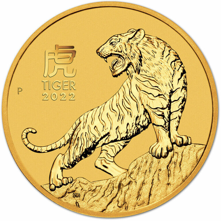 Read more about the article 2022 P Australia Gold Lunar Series III Year of the Tiger 1/10 oz $15 – BU