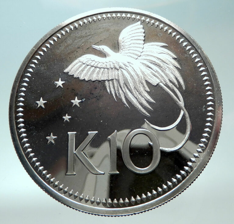 Read more about the article 1980 PAPUA NEW GUINEA Large 4.5CM Exotic Bird Proof Silver 10 Kina Coin i82280