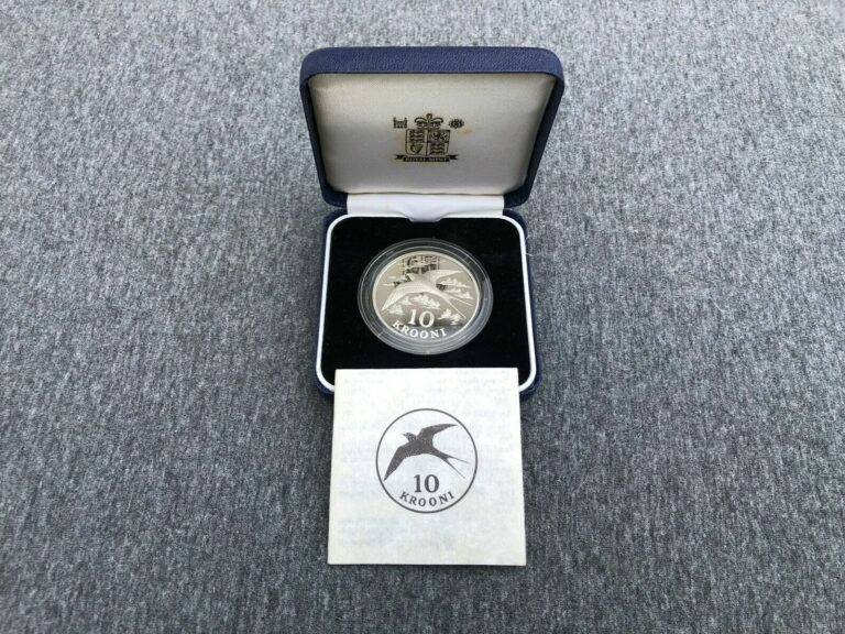 Read more about the article 1992 Estonia 10 Krooni KM #26 Foreign Silver Proof Coin Barn Swallow w/ Box COA