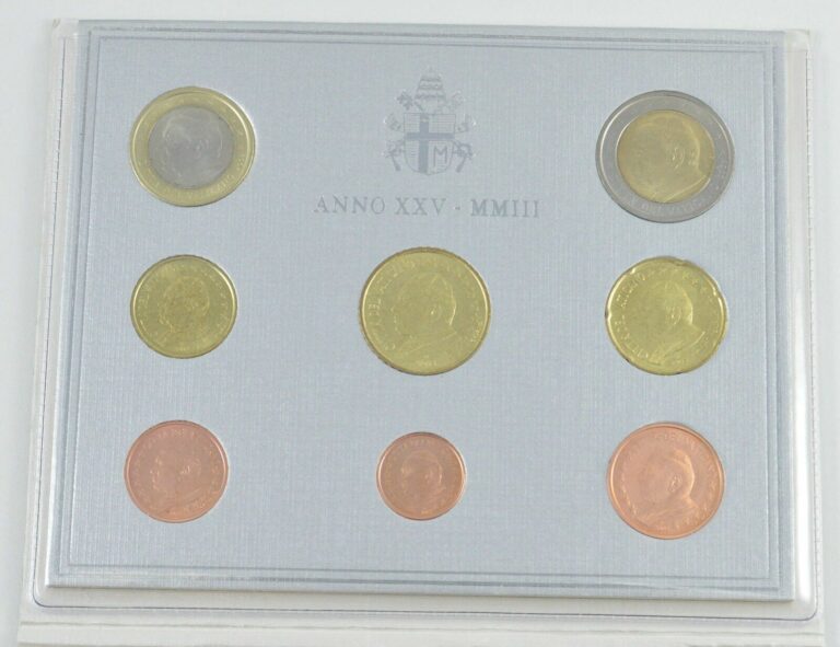 Read more about the article 2003 Vatican City Pope Giovanni Paolo II 8 Coin Commemorative Set *8051